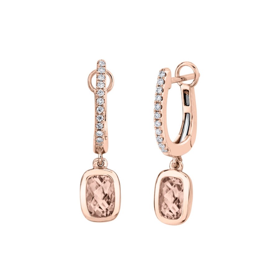 Jewelry Josephs Jewelers Home | 14K Rose Gold Morganite And Diamond Dangle Earrings - Josephs Jewelers Pink