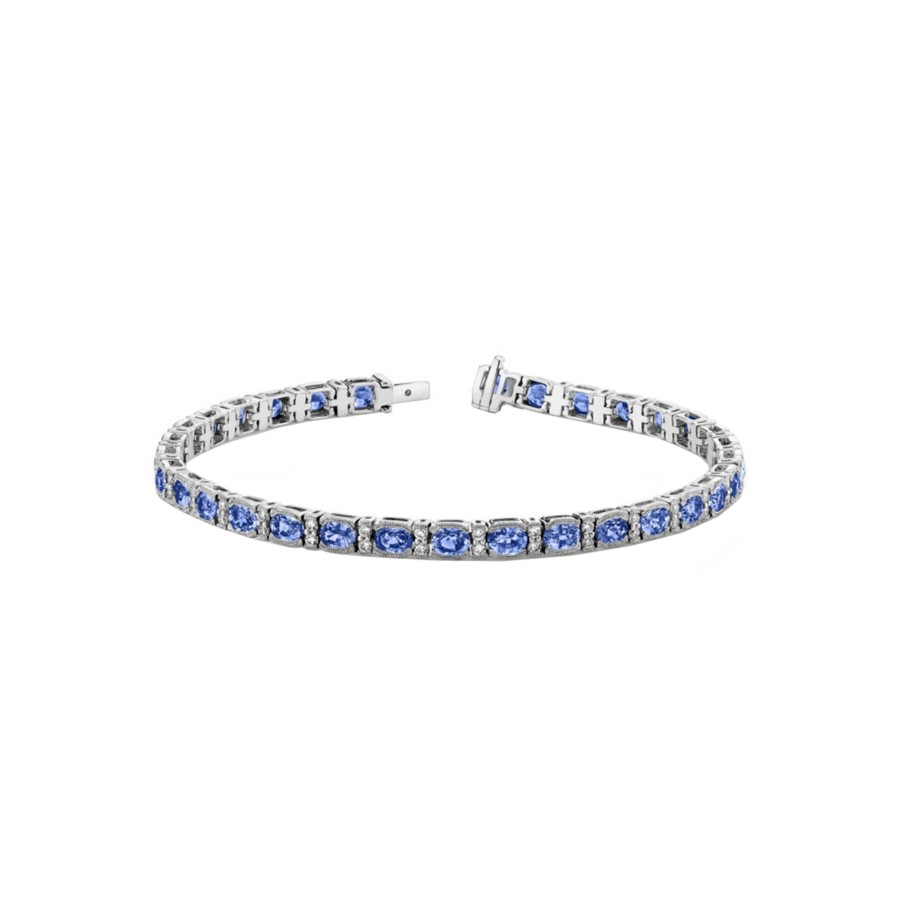 Jewelry Josephs Jewelers Home | 14K White Gold Pastel Sapphire And Diamond Bracelet - Josephs Jewelers Blue