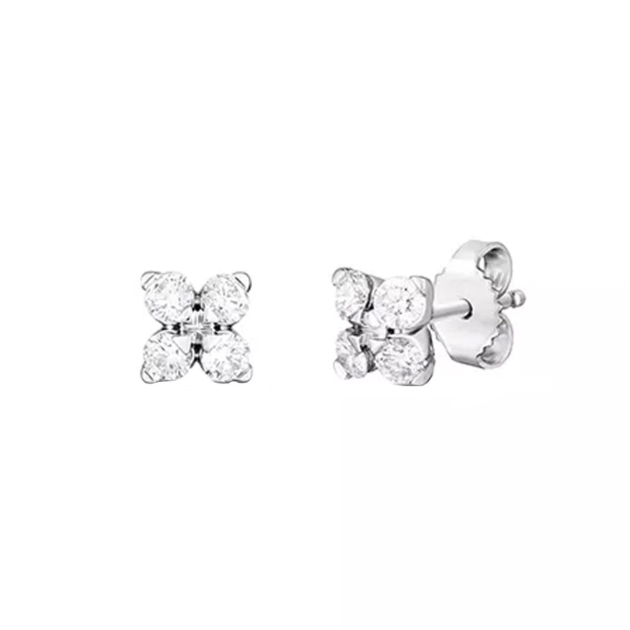 Jewelry Josephs Jewelers Home | 18K Gold Love In Verona Diamond Earrings - Josephs Jewelers White