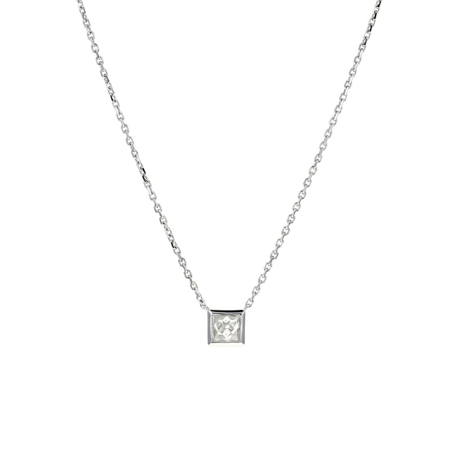 Jewelry Josephs Jewelers Home | Estate 14K Gold French Diamond Bezeled Necklace White