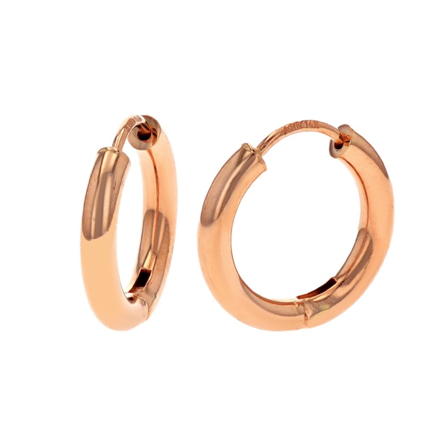 Jewelry Josephs Jewelers Home | 14K Rose Gold Polished Tube Hoop Earrings