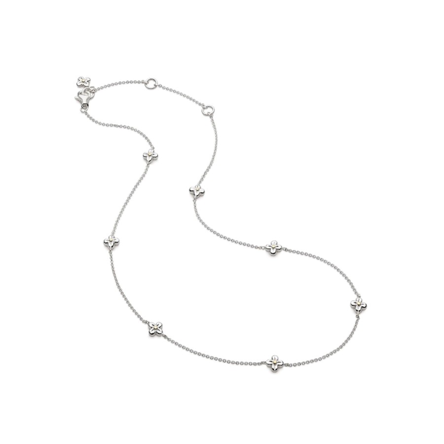 Jewelry Josephs Jewelers Home | Sterling Silver And Gold Plated Flower Station Necklace