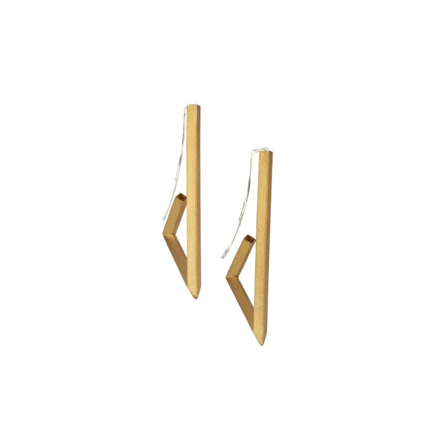 Jewelry Josephs Jewelers Home | Sterling Silver And Yellow Gold Plated Triangle Earrings