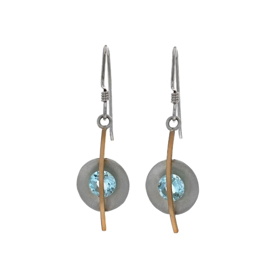 Jewelry Josephs Jewelers Home | Sterling Silver And Yellow Gold Filled Topaz Drop Earrings - Josephs Jewelers Blue