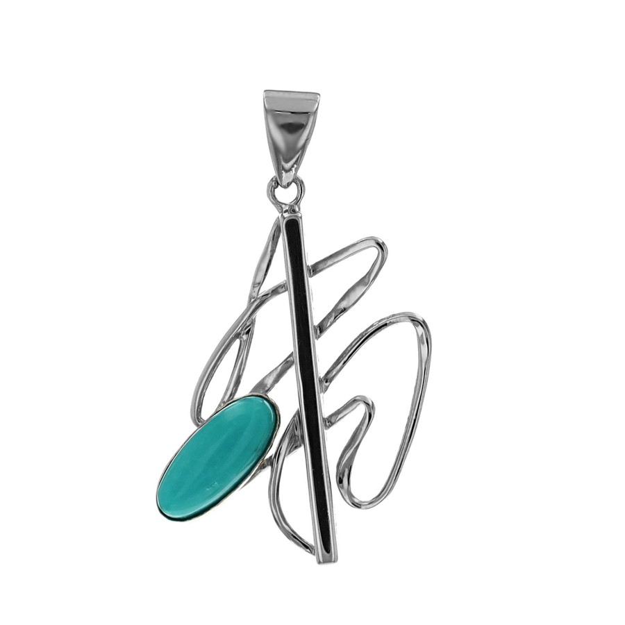 Jewelry Josephs Jewelers Home | Sterling Silver Dyed Turquoise Pendant - Josephs Jewelers Blue