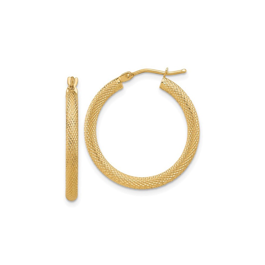 Jewelry Josephs Jewelers Home | 14K Yellow Gold Textured Hoop Earrings