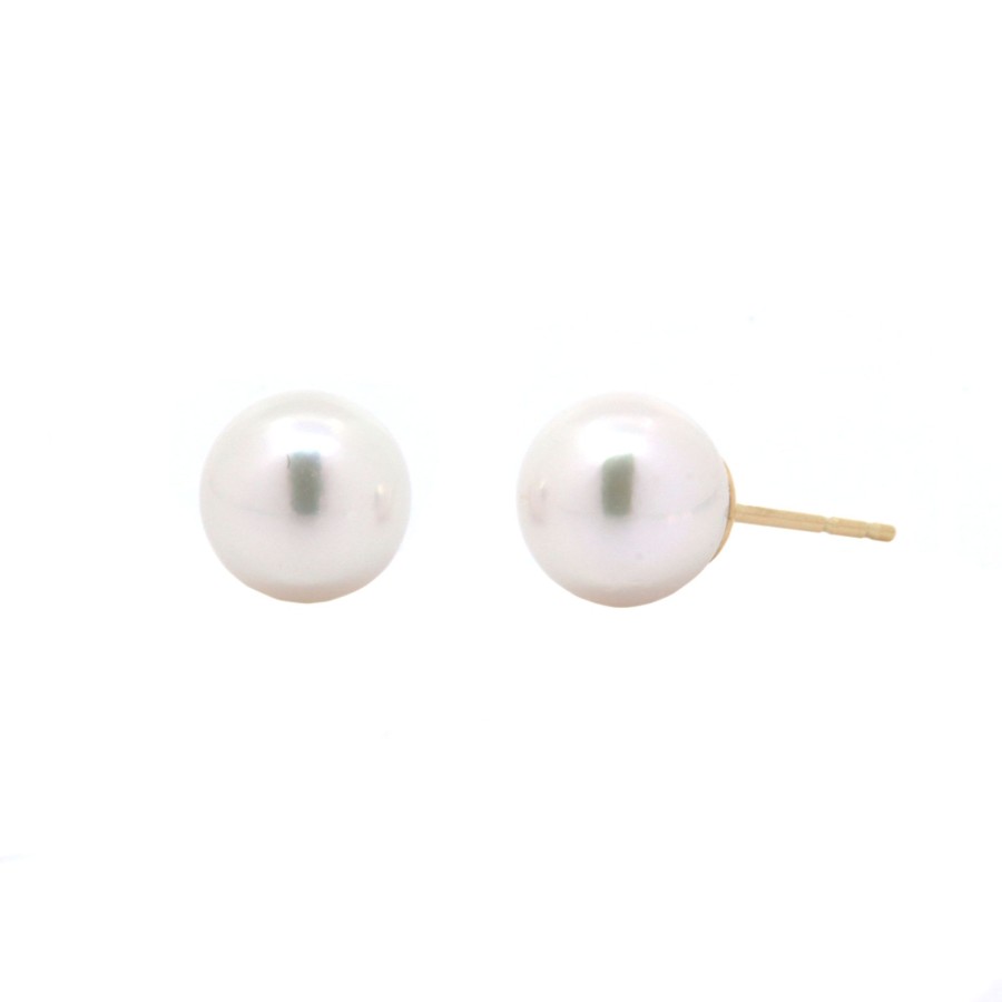 Jewelry Josephs Jewelers Home | 14K Yellow Gold Akoya Pearl Stud Earrings White