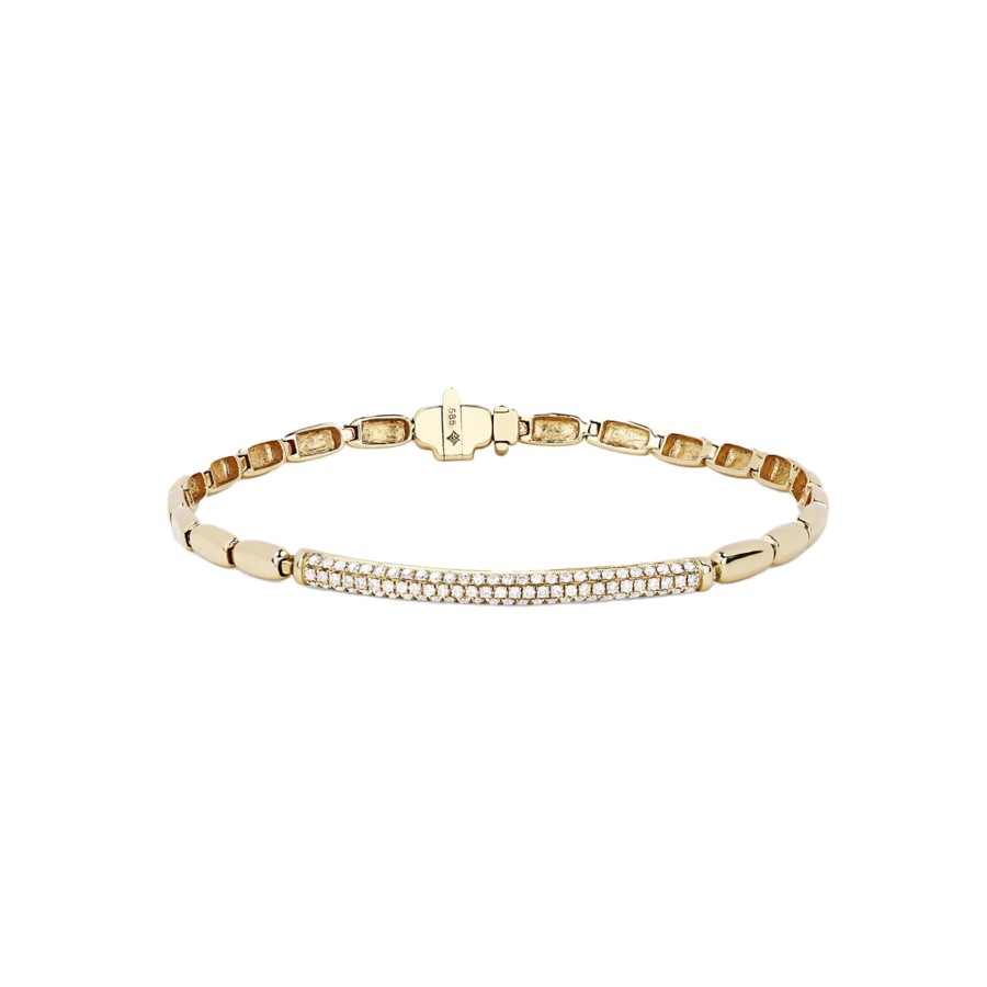 Jewelry Josephs Jewelers Home | 14K Yellow Gold Diamond Pave Bar Bracelet - Josephs Jewelers