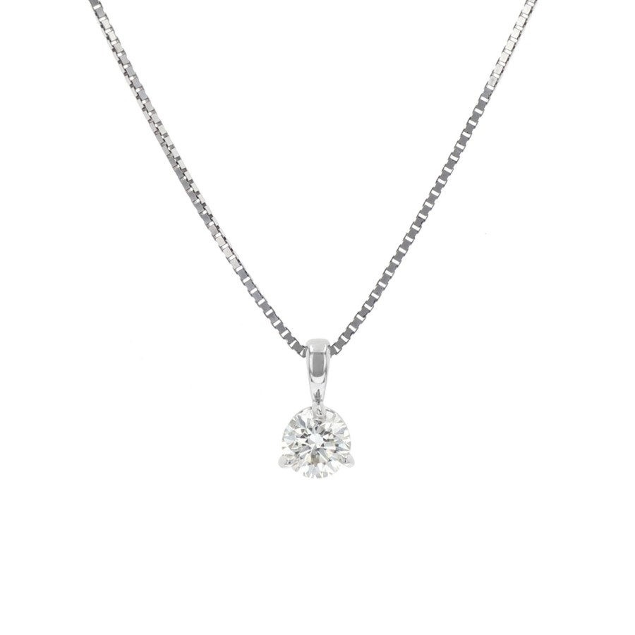 Jewelry Josephs Jewelers Home | 14K Gold 0.31 Carat Diamond Pendant With Chain White