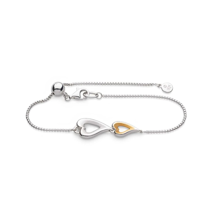 Jewelry Josephs Jewelers Home | Two-Tone Sterling Silver Double Heart Bracelet