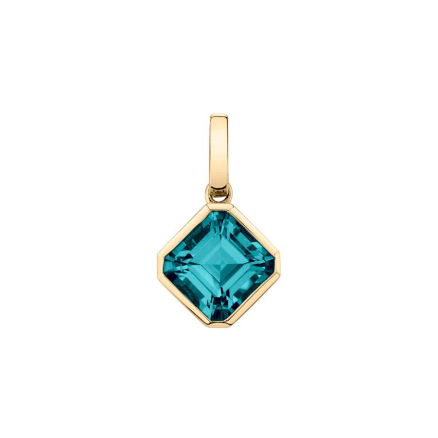 Jewelry Josephs Jewelers Home | 14K Yellow Gold Octagon London Topaz Pendant Blue