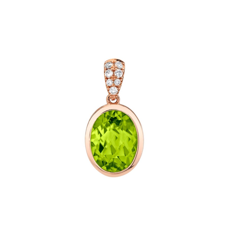 Jewelry Josephs Jewelers Home | 14K Rose Gold Peridot And Diamond Pendant - Josephs Jewelers Green