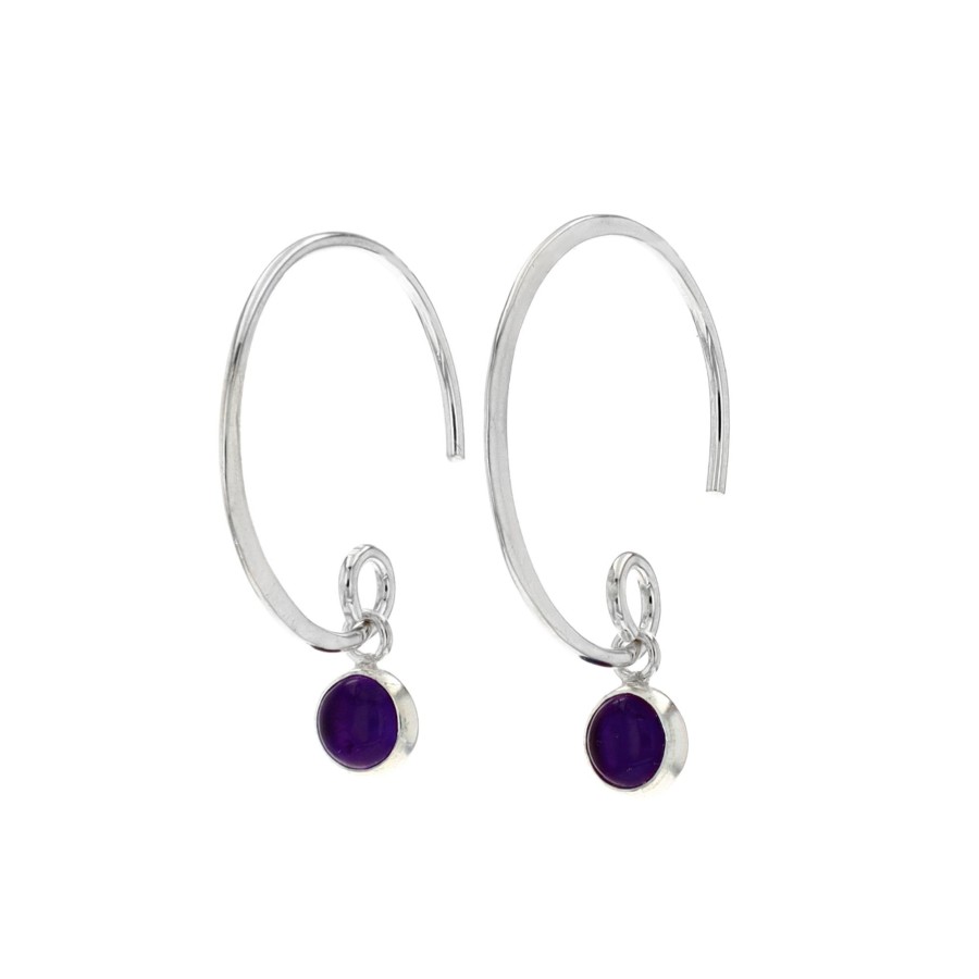 Jewelry Josephs Jewelers Home | Sterling Silver Amethyst Dangle Hoop Earrings Purple