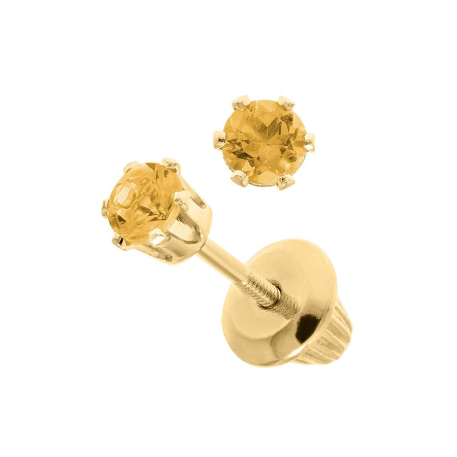 Jewelry Josephs Jewelers Home | 14K Yellow Gold Citrine Children'S Earrings Orange