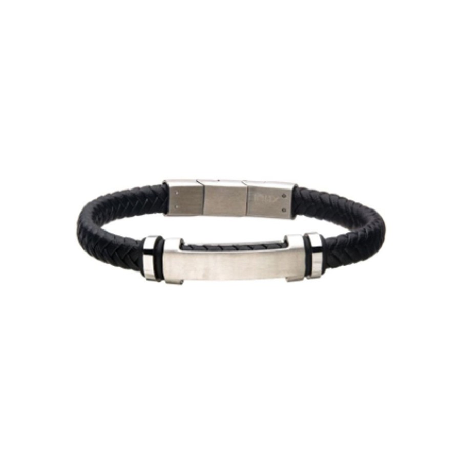 Jewelry Josephs Jewelers Home | Leather Engravable Id Bracelet Black