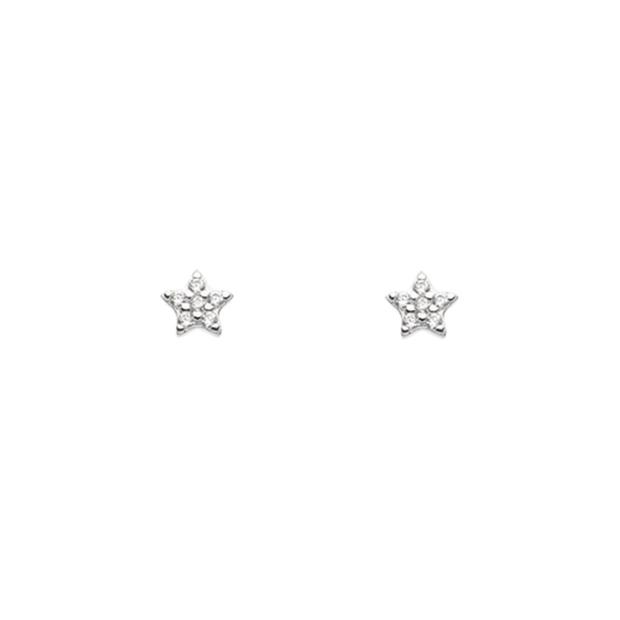 Jewelry Josephs Jewelers Home | Sterling Silver Dew Cubic Zirconia Star Earrings - Josephs Jewelers White