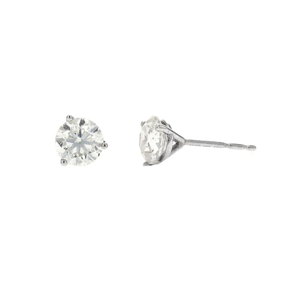 Jewelry Josephs Jewelers Home | 14K Gold 1.61 Carat Round Diamond Stud Earrings - Josephs Jewelers White