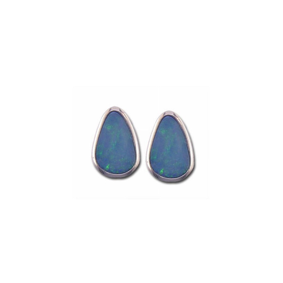 Jewelry Josephs Jewelers Home | 14K White Gold Bezel-Set Opal Doublet Earrings - Josephs Jewelers Multi