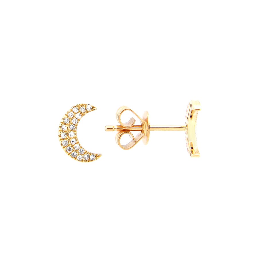 Jewelry Josephs Jewelers Home | 14K Yellow Gold Diamond Crescent Moon Earrings - Josephs Jewelers