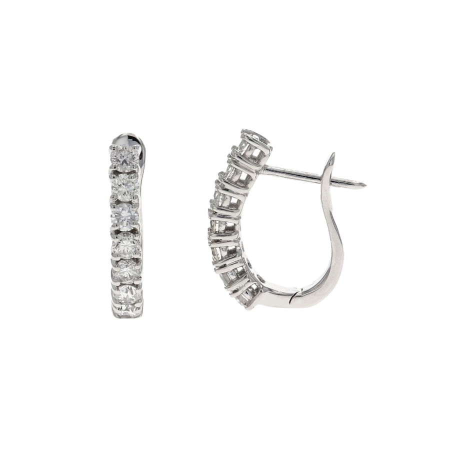 Jewelry Josephs Jewelers Home | 14K Gold 0.66 Carat Diamond Curved Hoop Earrings White