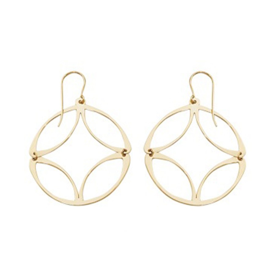 Jewelry Josephs Jewelers Home | 14K Yellow Gold Open Disc And Clover Earrings