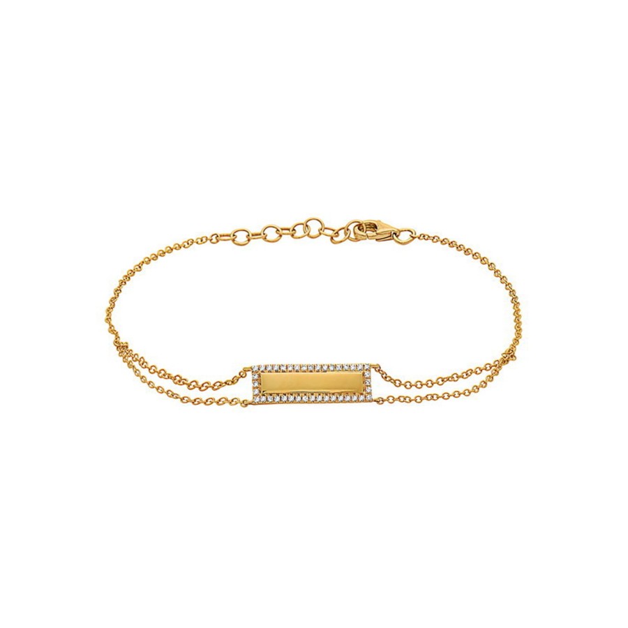 Jewelry Josephs Jewelers Home | 14K Yellow Gold Rectanglar Diamond Border Bracelet White