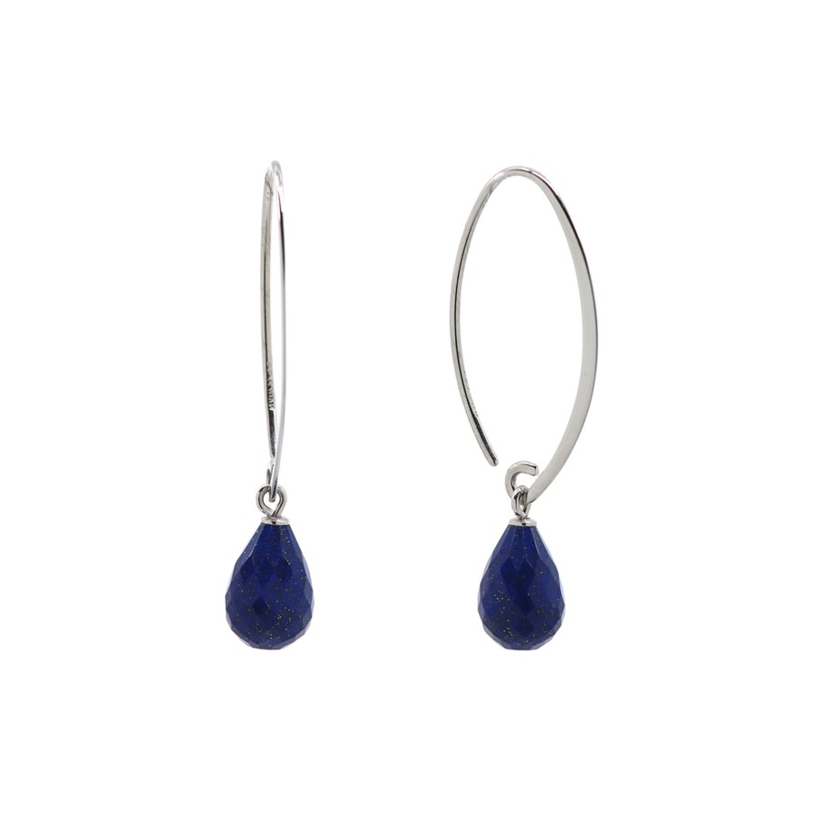 Jewelry Josephs Jewelers Home | Sterling Silver Lapis Briolette Sweep Earrings Blue