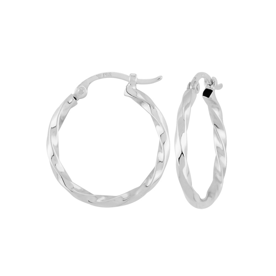 Jewelry Josephs Jewelers Home | 14K White Gold Twisted Hoop Earrings