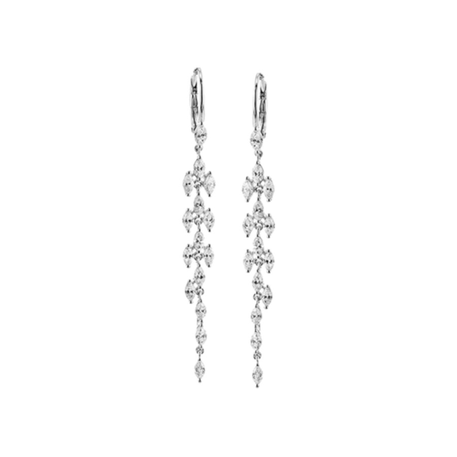 Jewelry Josephs Jewelers Home | 18K Gold Marquise Diamond Dangle Earrings - Josephs Jewelers White