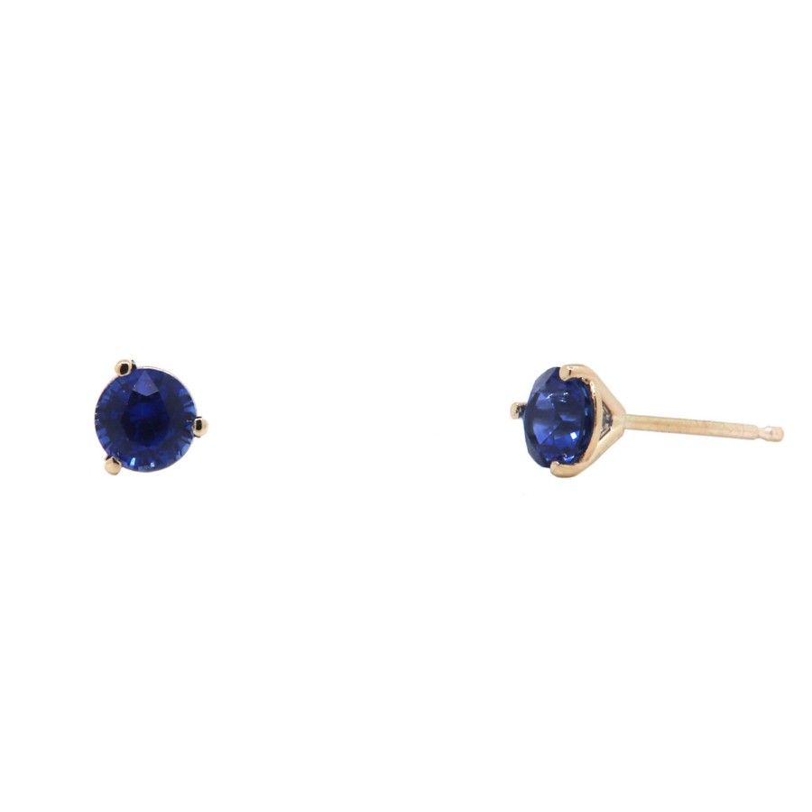 Jewelry Josephs Jewelers Home | 14K Yellow Gold Sapphire Stud Earrings Blue