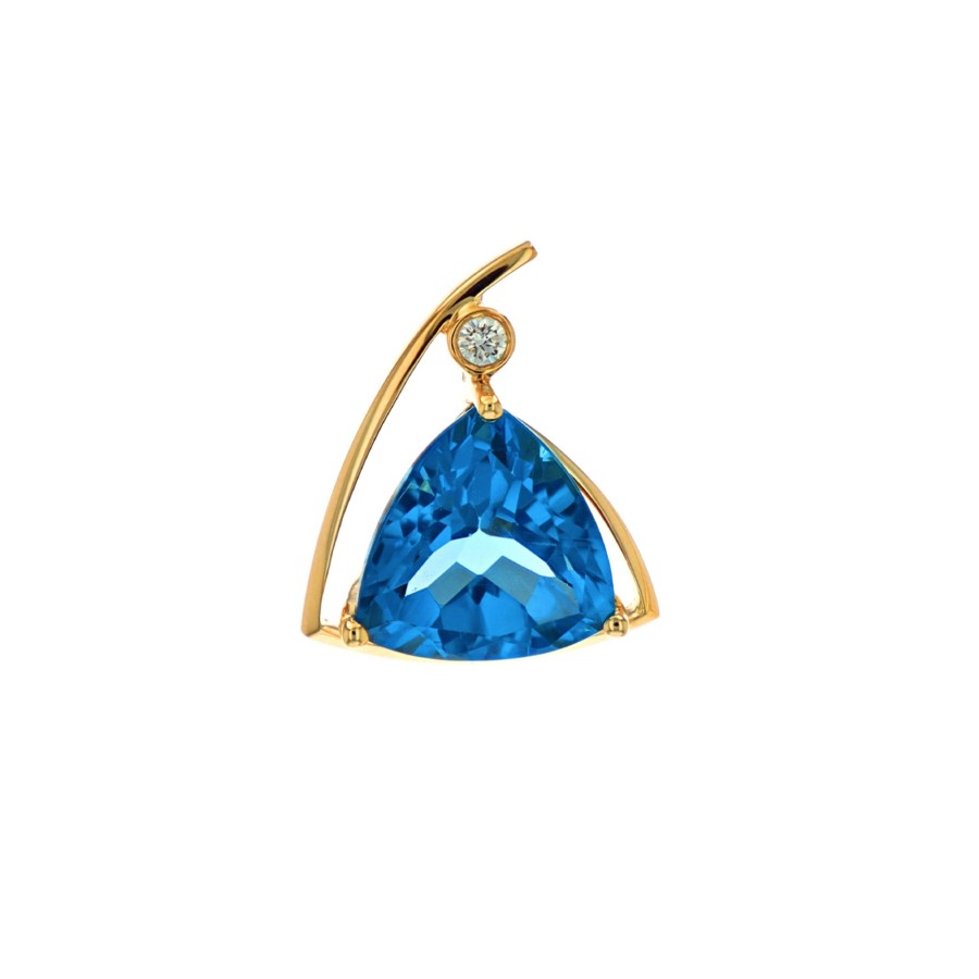 Jewelry Josephs Jewelers Home | 14K Yellow Gold Topaz And Diamond Pendant - Josephs Jewelers Blue