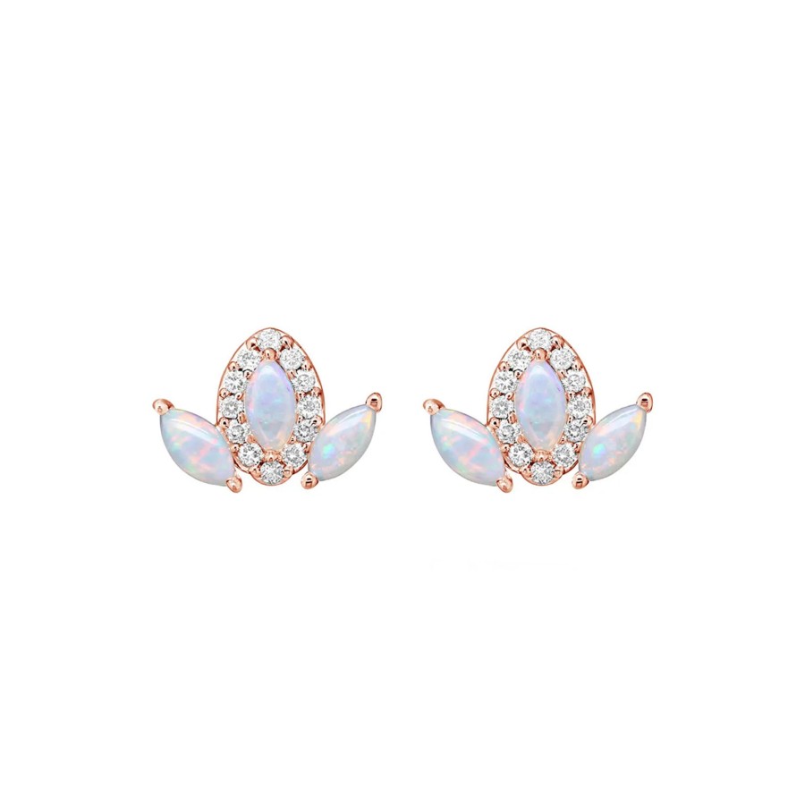 Jewelry Josephs Jewelers Home | 14K Rose Gold Marquise Opal And Diamond Earrings - Josephs Jewelers Multi