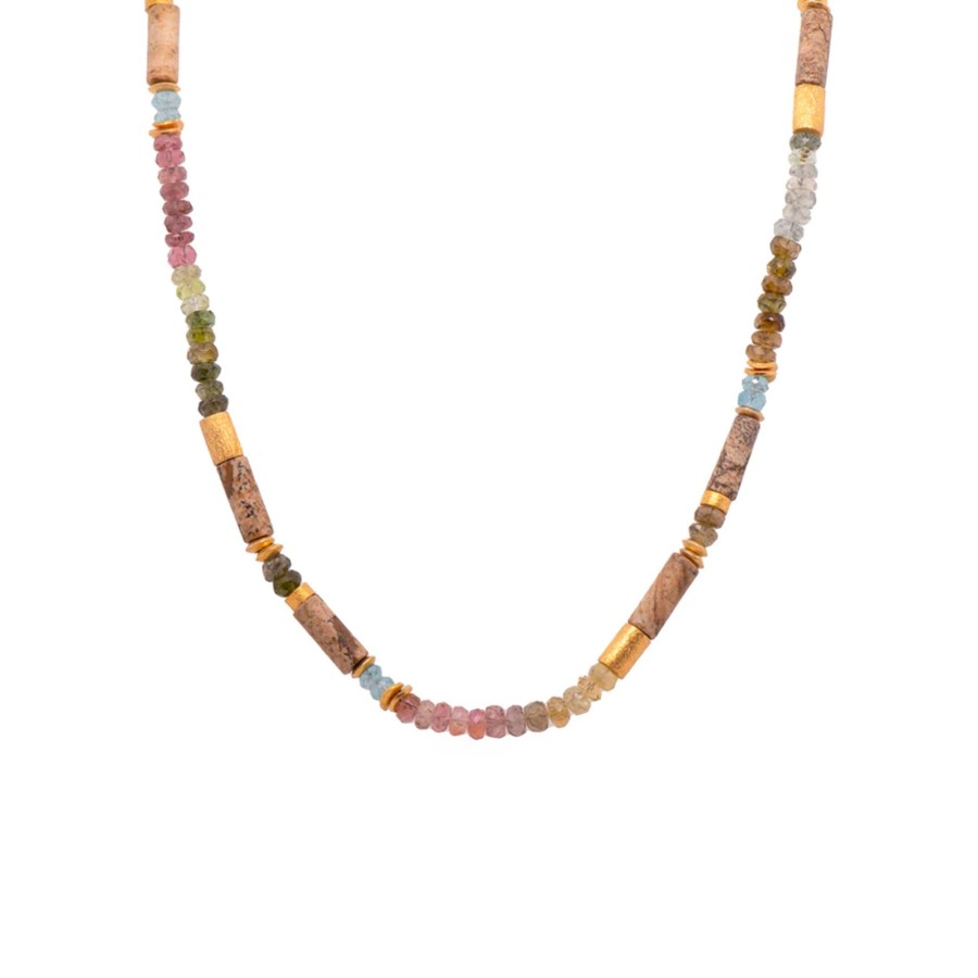 Jewelry Josephs Jewelers Home | Gold Plated Sterling Silver Tourmaline, Jasper, And Apatite Necklace - Josephs Jewelers Multi