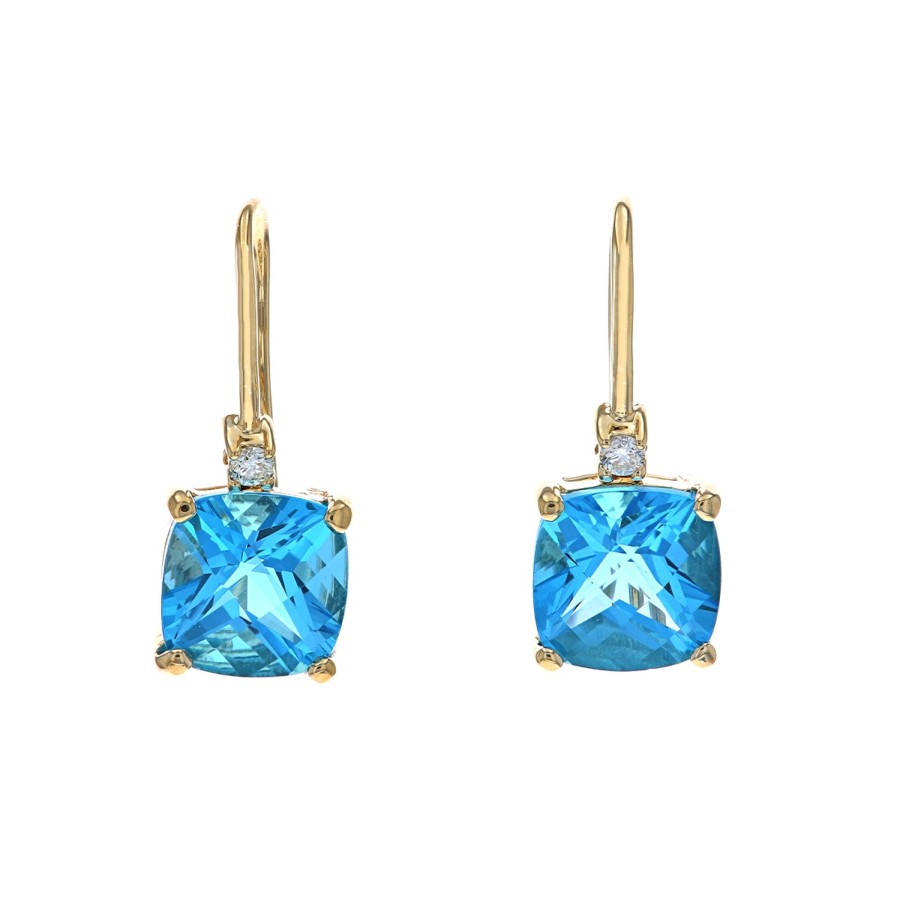 Jewelry Josephs Jewelers Home | 14K Yellow Gold Topaz Dangle Earrings Blue