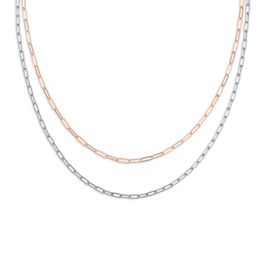 Jewelry Josephs Jewelers Home | Sterling Silver And Rose Plated Double Strand Necklace