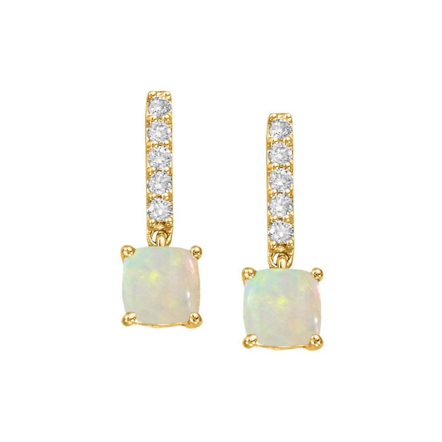 Jewelry Josephs Jewelers Home | 14K Yellow Gold Cushion Opal And Diamond Earrings - Josephs Jewelers Multi