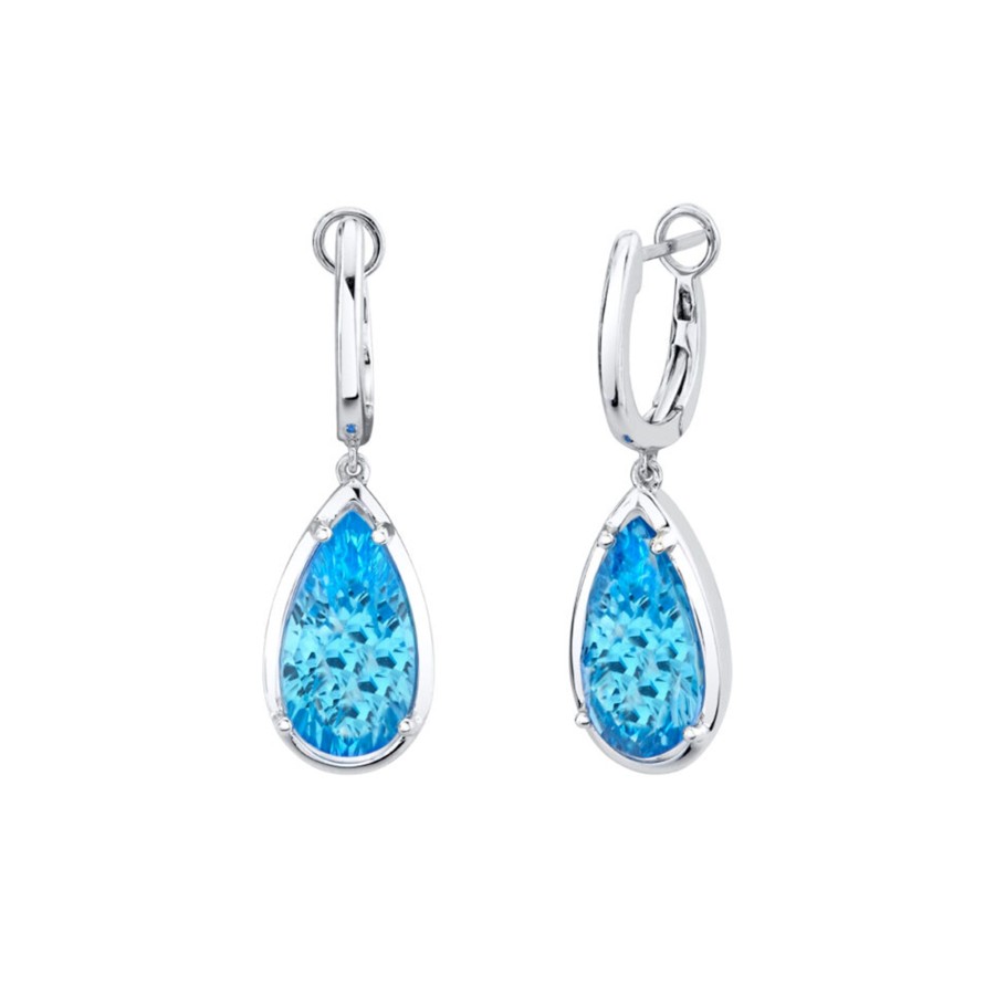 Jewelry Josephs Jewelers Home | 14K White Gold Pear Topaz Dangle Earrings - Josephs Jewelers Blue