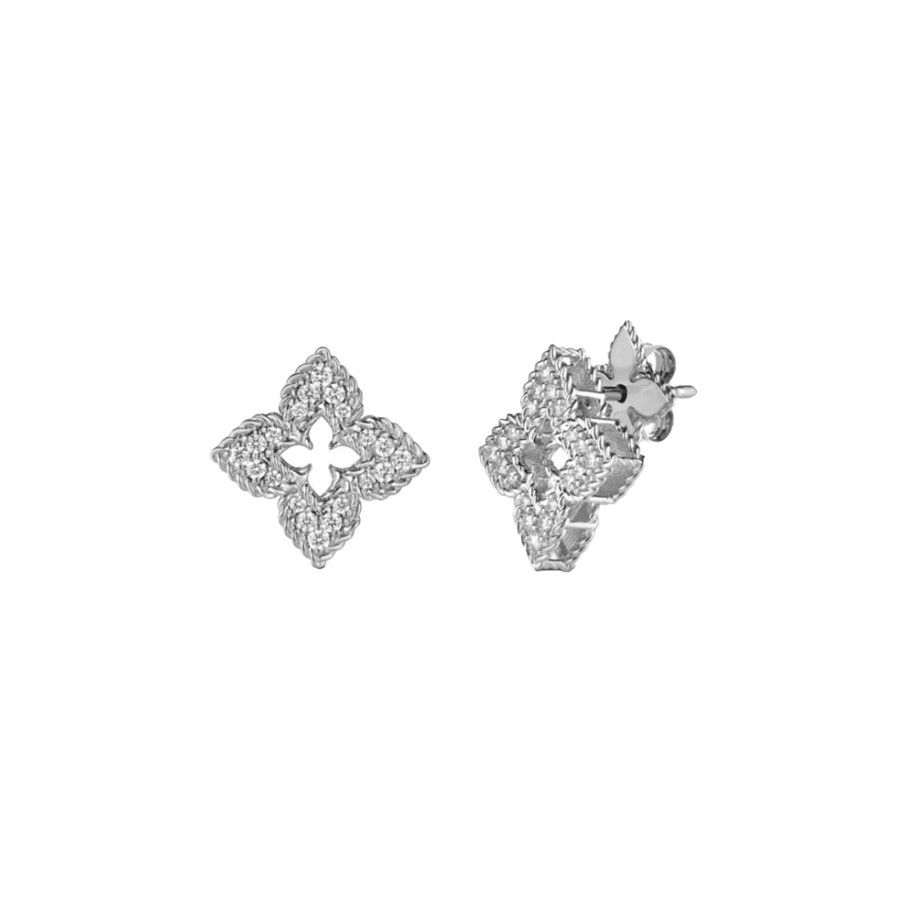 Jewelry Josephs Jewelers Home | 18K Gold Diamond Venitian Princess Earrings - Josephs Jewelers White