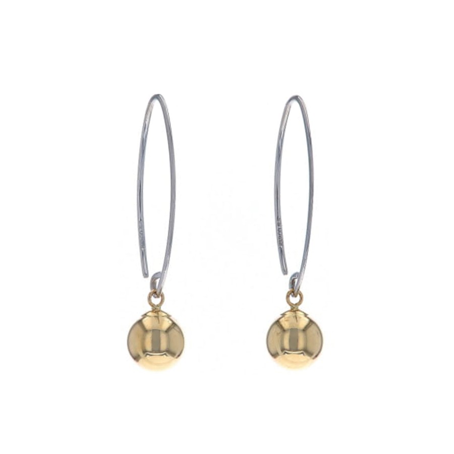 Jewelry Josephs Jewelers Home | 14K Yellow Gold And Sterling Silver Sphere Sweep Earrings