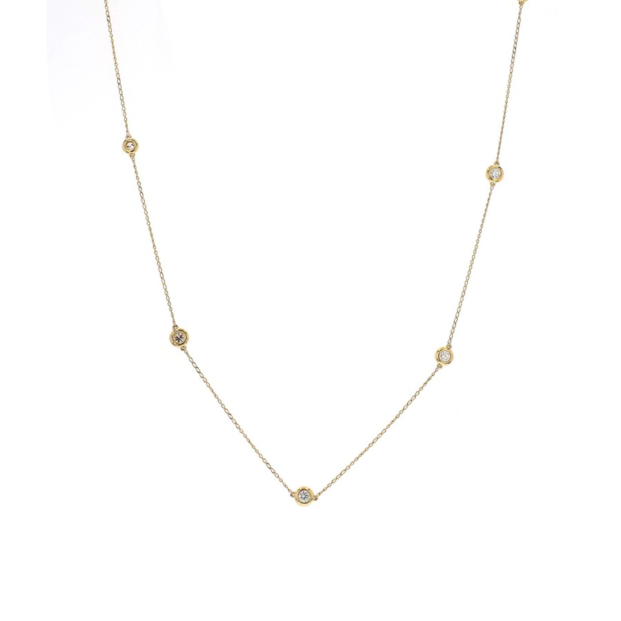 Jewelry Josephs Jewelers Home | Estate 14K Yellow Gold Diamond Station Necklace - Josephs Jewelers White