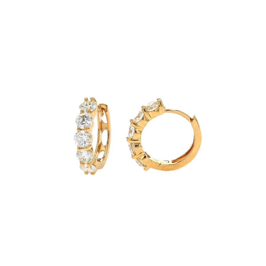 Jewelry Josephs Jewelers Home | 18K Yellow Gold 1.99 Carat Diamond Hoop Earrings - Josephs Jewelers