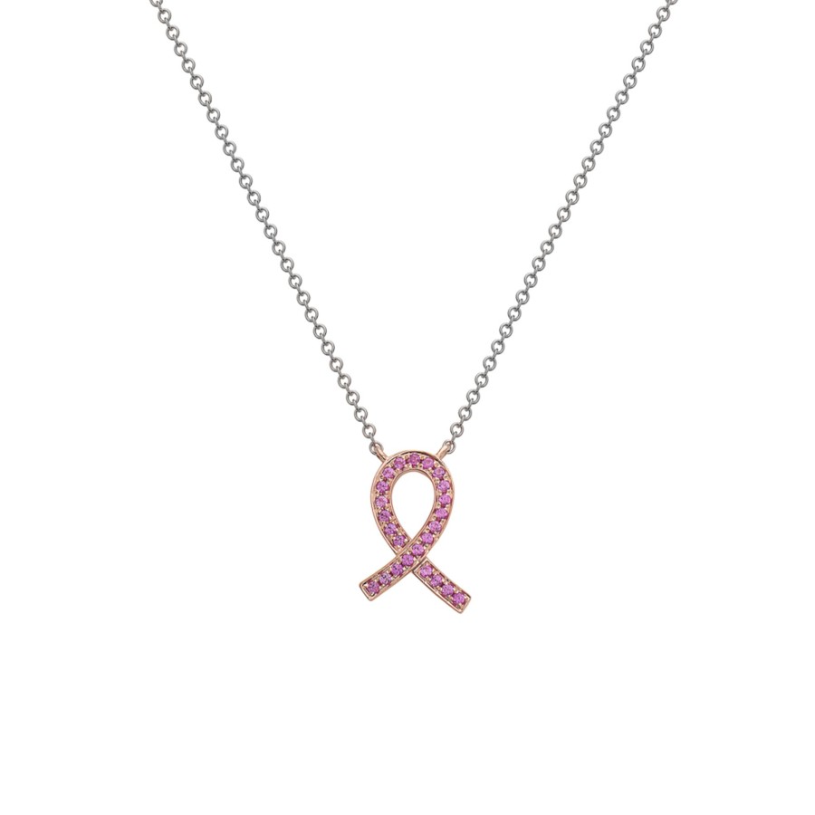 Jewelry Josephs Jewelers Home | 14K Two-Tone Sapphire Ribbon Necklace - Josephs Jewelers Pink