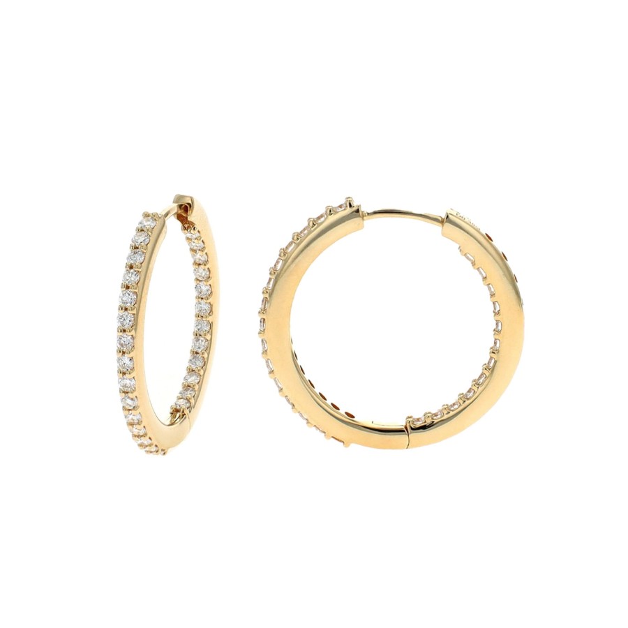 Jewelry Josephs Jewelers Home | 14K Yellow Gold Inside-Out Diamond Hoop Earrings