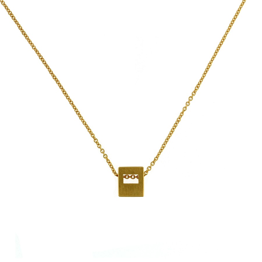 Jewelry Josephs Jewelers Home | Gold Plated Sterling Silver Square Cutout Pendant With Chain - Josephs Jewelers