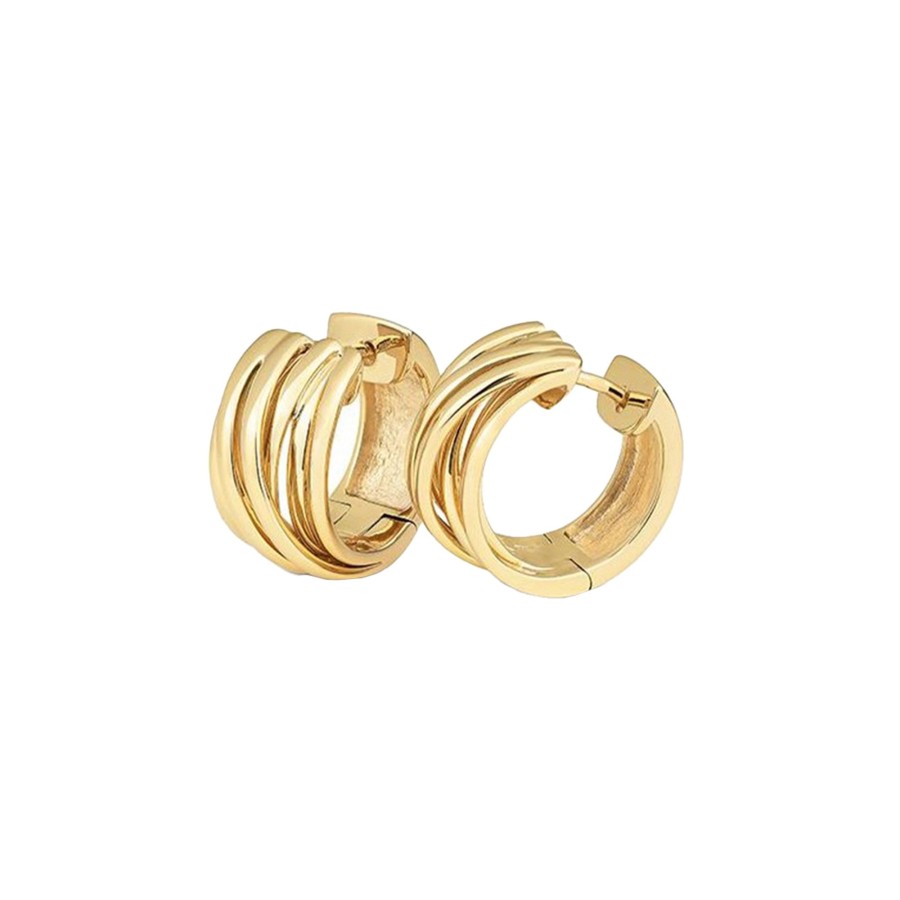 Jewelry Josephs Jewelers Home | 14K Yellow Gold 7-Row Crossover Hoop Earrings - Josephs Jewelers