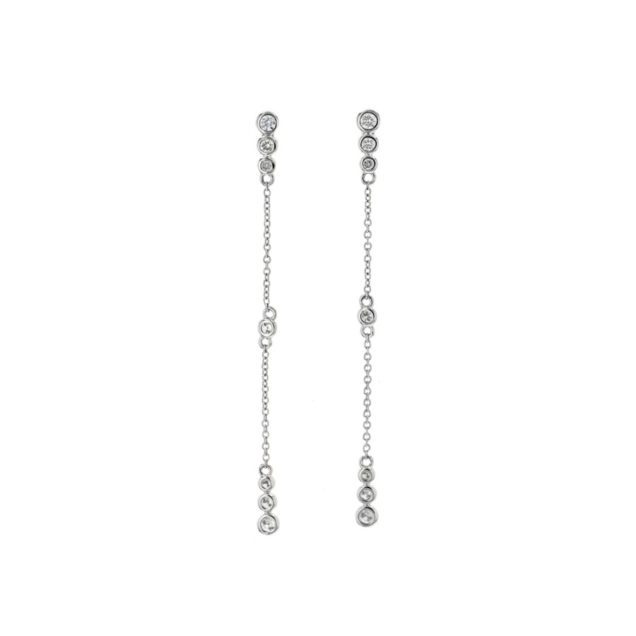 Jewelry Josephs Jewelers Home | 14K Gold Diamond Dangle Earrings - Josephs Jewelers White