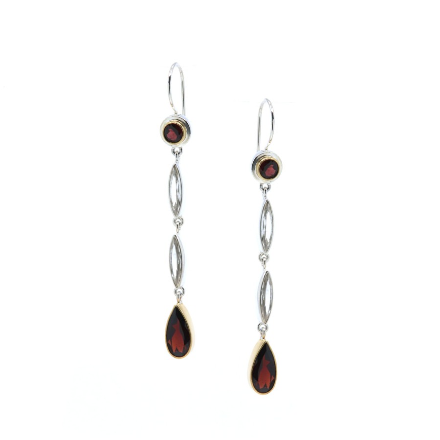 Jewelry Josephs Jewelers Home | Garnet And Quartz Dangle Earrings Red