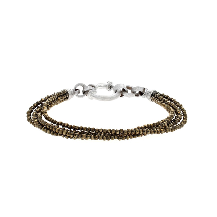 Jewelry Josephs Jewelers Home | Oxidized Sterling Silver Fancy Pyrite Bracelet Black