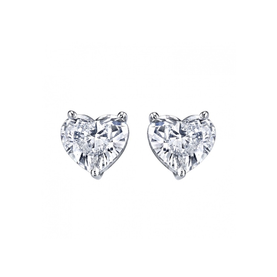 Jewelry Josephs Jewelers Home | 18K Gold 4.01 Carat Heart Diamond Earrings - Josephs Jewelers White