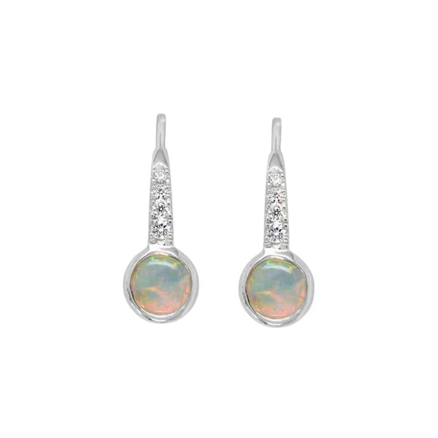 Jewelry Josephs Jewelers Home | 14K White Gold Opal And Diamond Earrings - Josephs Jewelers Multi